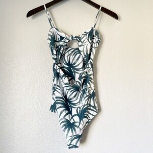 Nwot MIKOH Front Tie Cutout One Piece Swimsuit Water Fern Small
